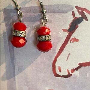 Elegant Red Beaded Earrings